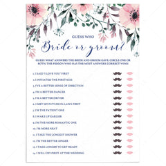 Bride or Groom Bridal Shower Games Cards Printable by LittleSizzle