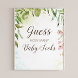 Instant download green and pink floral baby shower guess how many sign by LittleSizzle