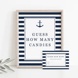 Nautical Baby Shower Printable Guessing Games Signs and Cards