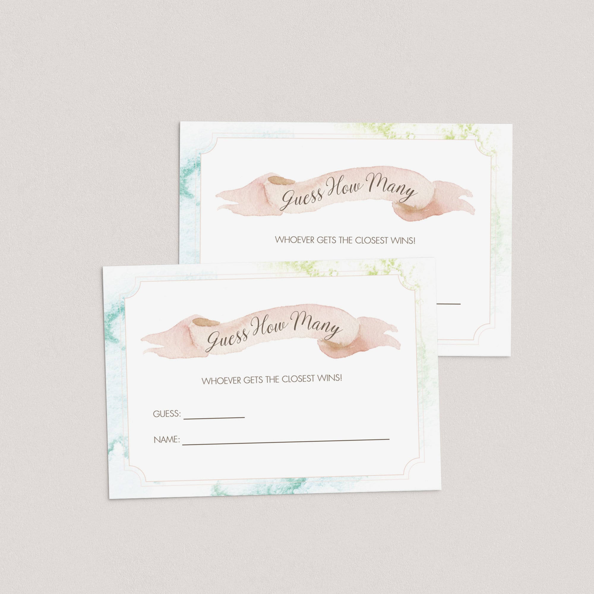 DIY baby shower guessing cards printable blush pink by LittleSizzle