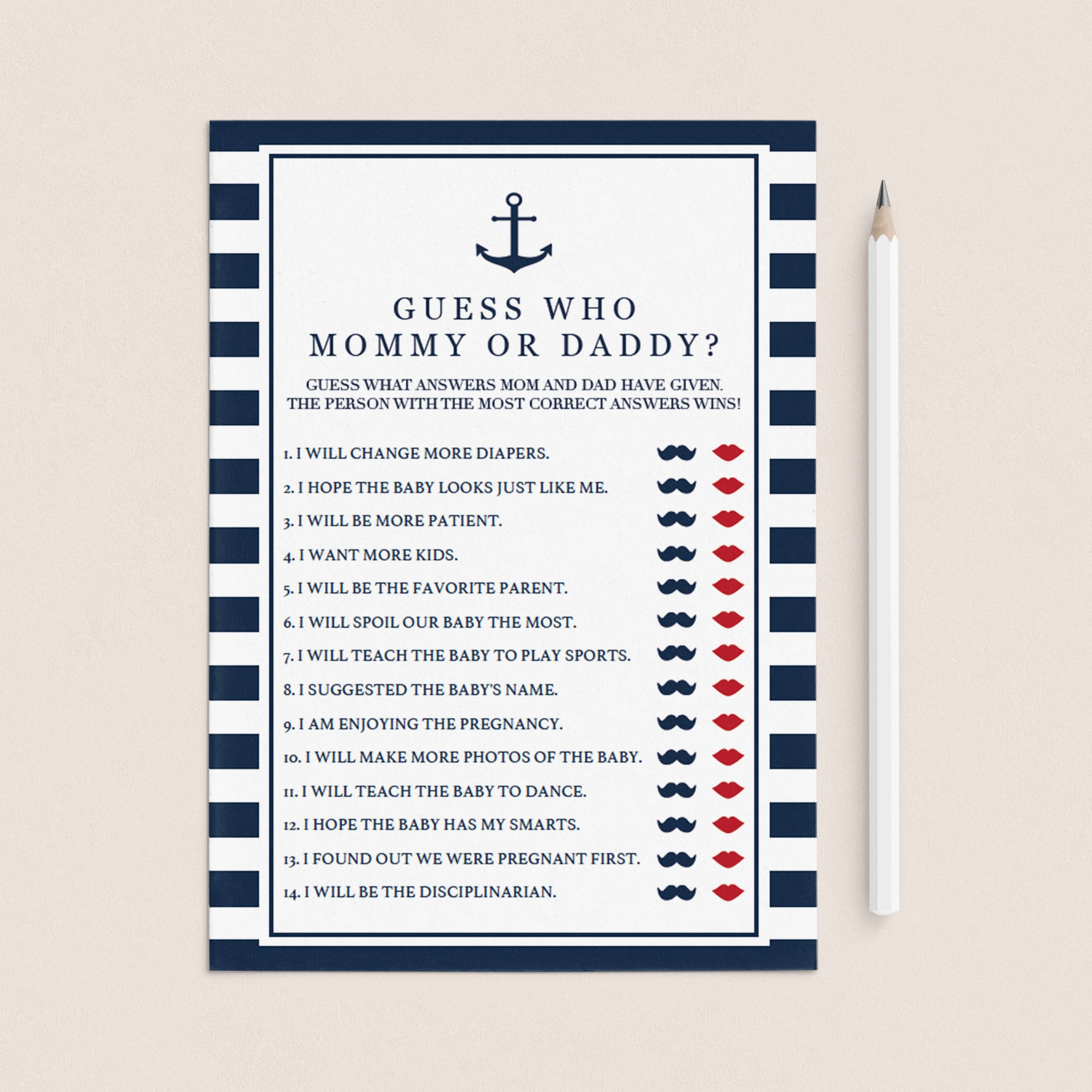 Navy stripes baby shower games bundle by LittleSizzle