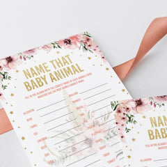 Gold baby animal name quiz for baby party by LittleSizzle