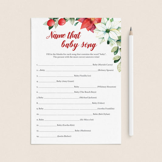 Name That Song Christmas Baby Shower Game Printable by LittleSizzle