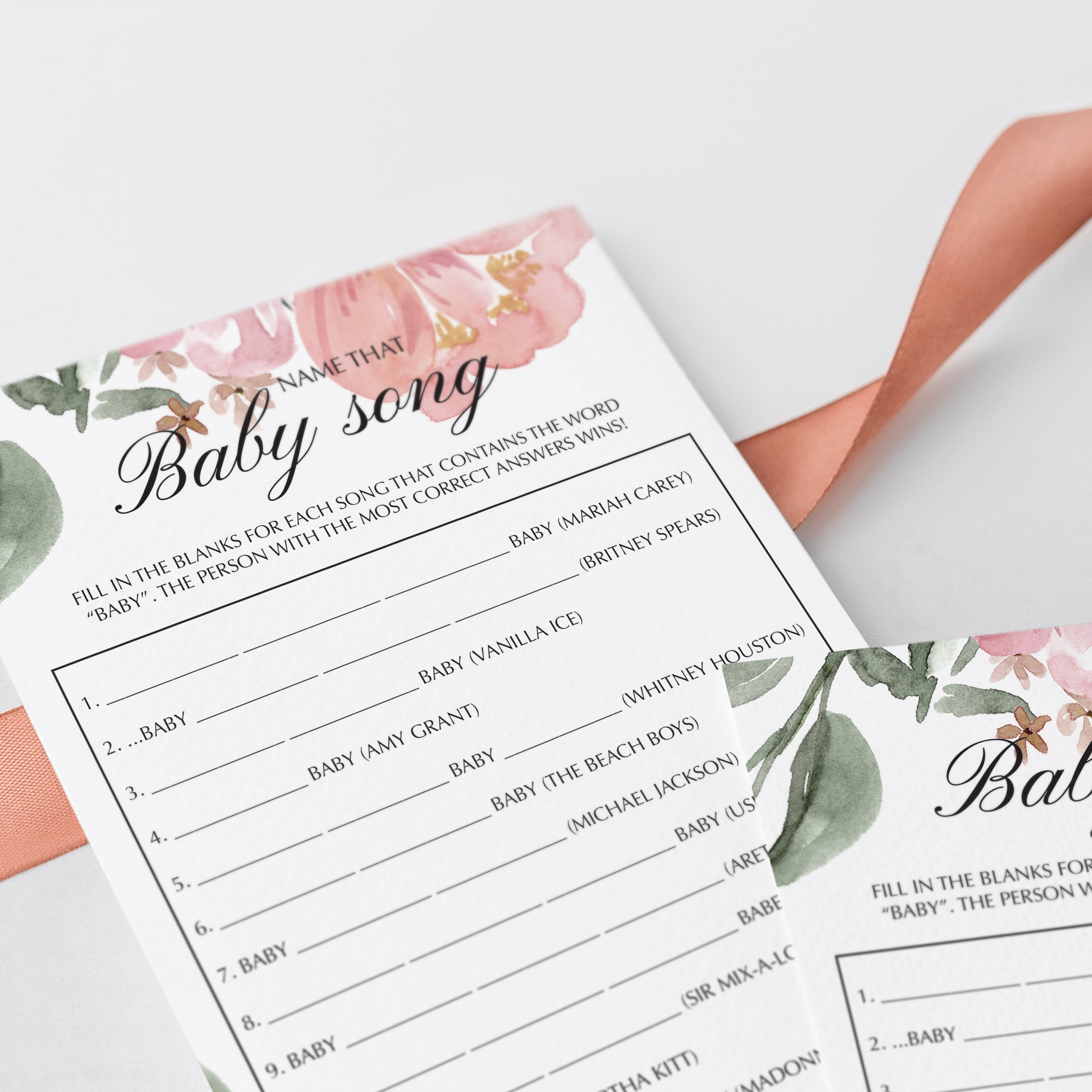 Watercolor floral baby shower games printable by LittleSizzle
