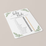 Baby Traits Game Printable for Greenery Baby Shower