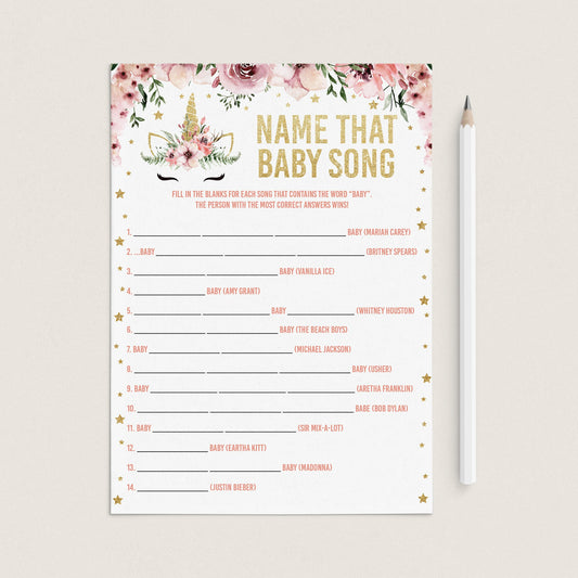 Printable name that baby song game for girl baby party by LittleSizzle