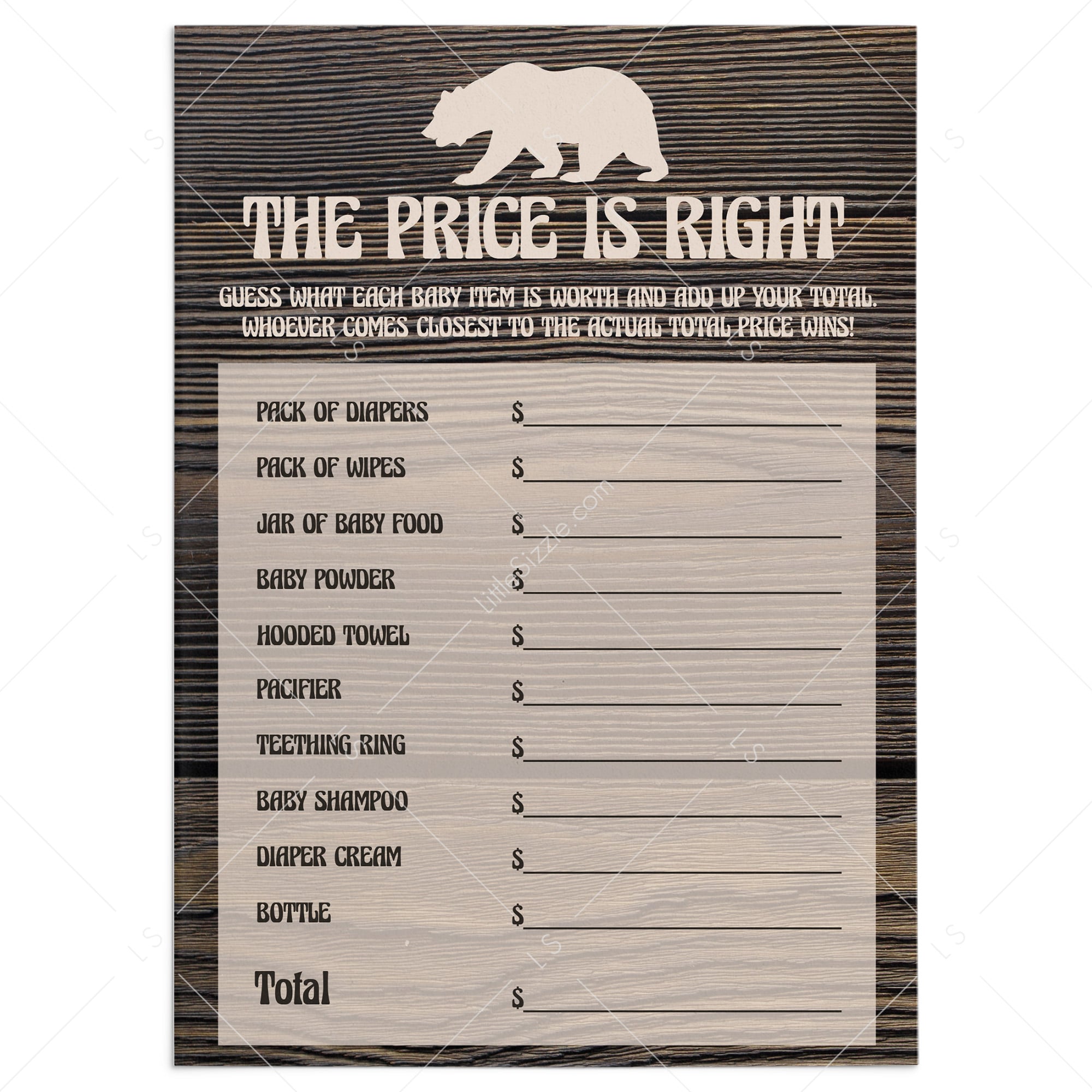 Price is right baby party game printable by LittleSizzle