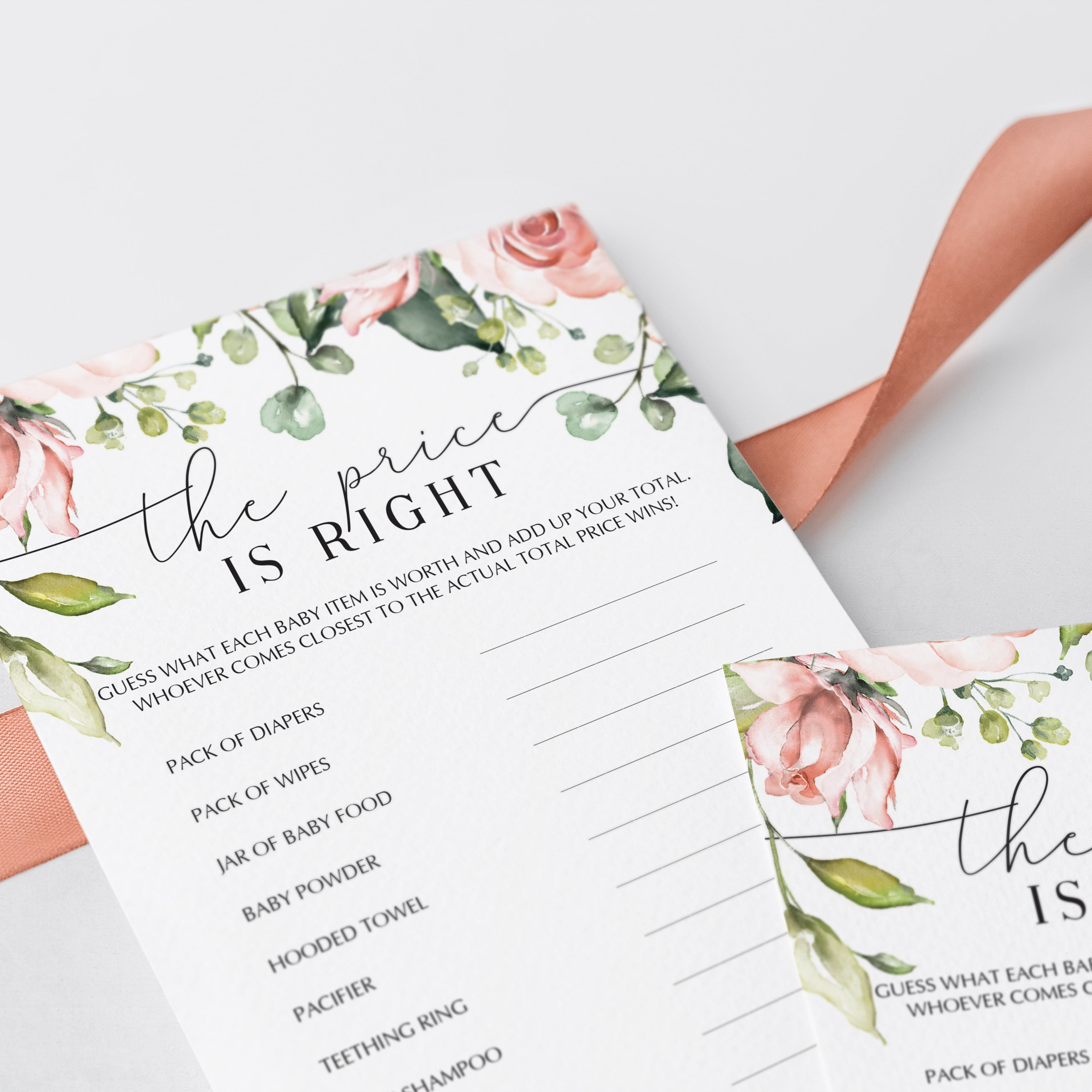 Watercolor flowers baby shower the price is right game by LittleSizzle