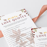 Fall Wedding Shower Game Movie Love Quotes Match