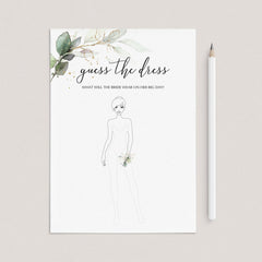 Green and Gold Bridal Shower Game Guess The Dress Printable – LittleSizzle