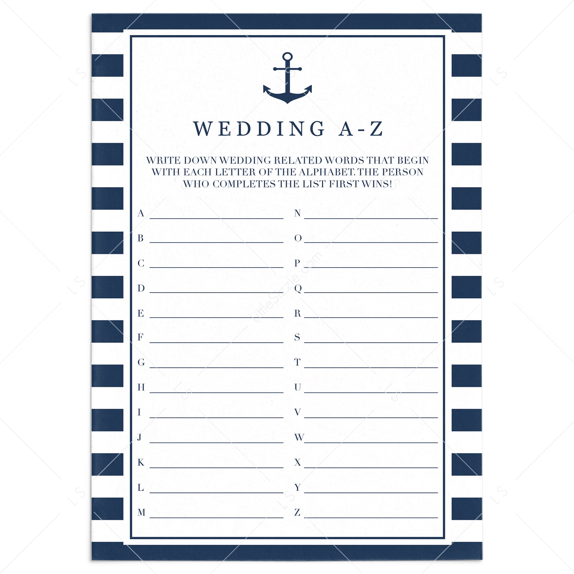 guess the wedding related words a-z game by LittleSizzle