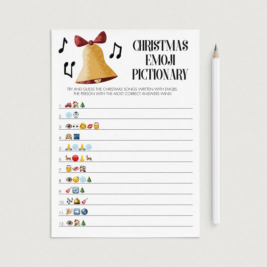 Christmas Songs Emoji Pictionary Game Printable by LittleSizzle