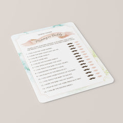 Watercolor Mommy or Daddy Baby Shower Game Template