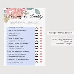 Guess who mommy or daddy game for baby shower by LittleSizzle