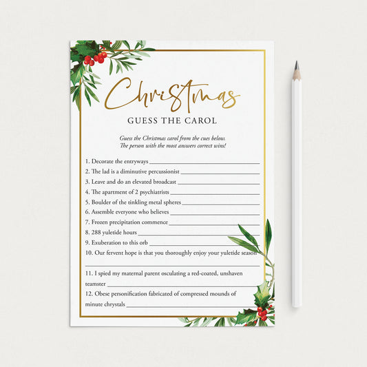 Christmas Song Riddles Quiz With Answers Printable by LittleSizzle