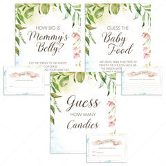 Greenery watercolor leaves on baby shower decor by LittleSizzle