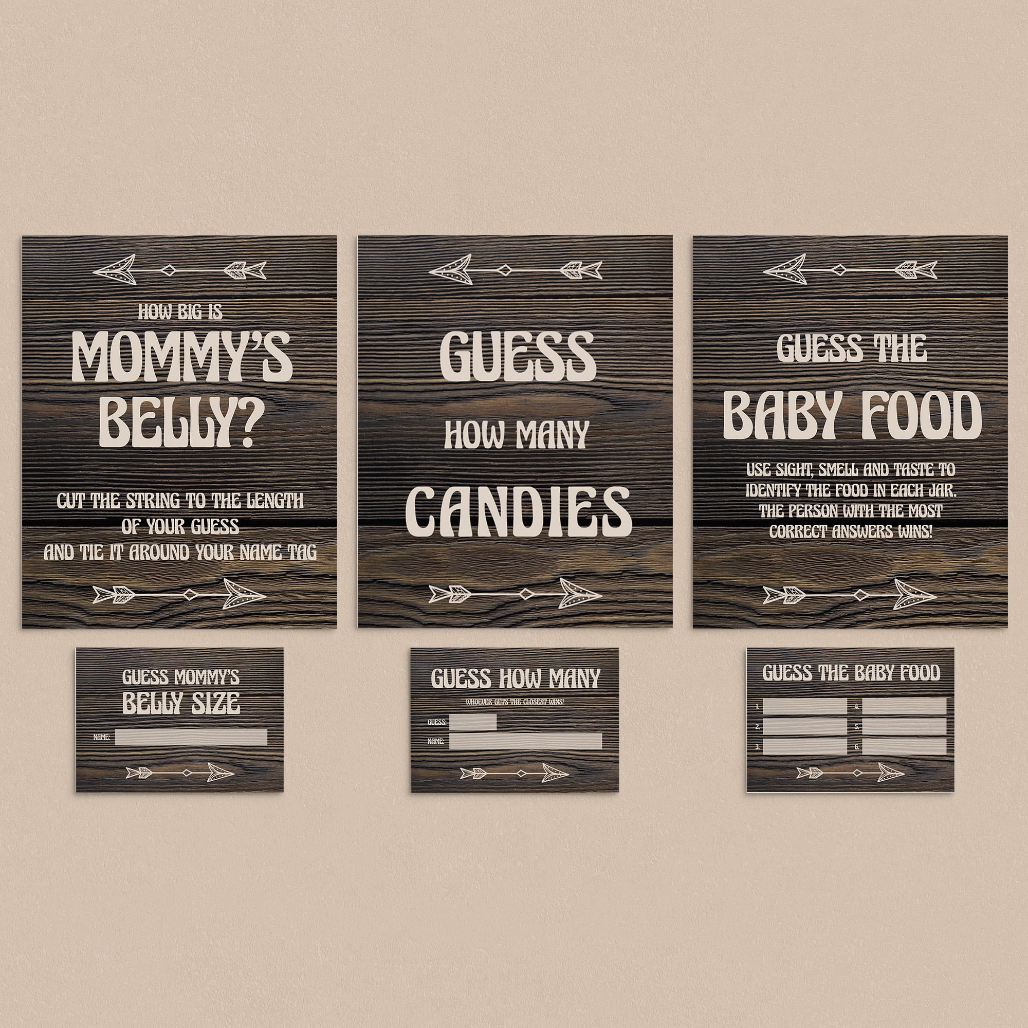 Woodland baby shower guessing games set printable by LittleSizzle