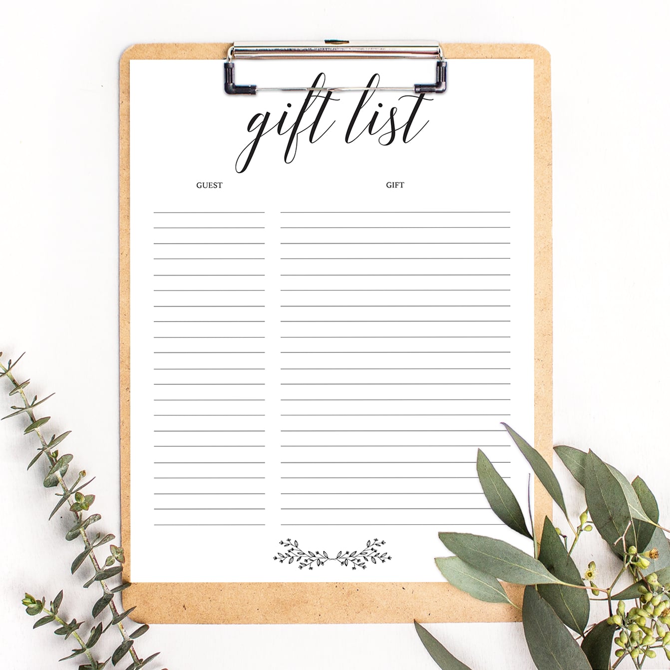 Minimal Black and White Gift List Printable by LittleSizzle
