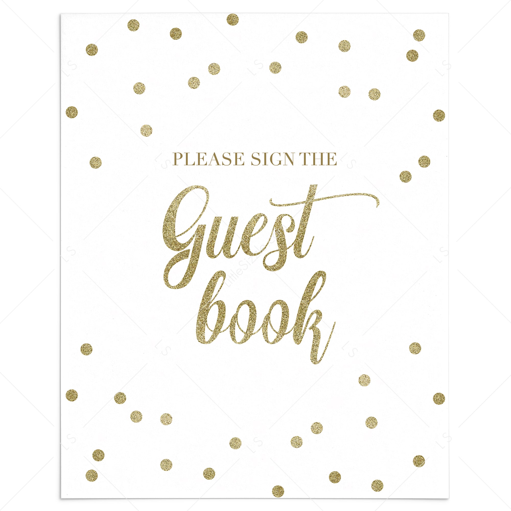 Gold guest book sign printable by LittleSizzle