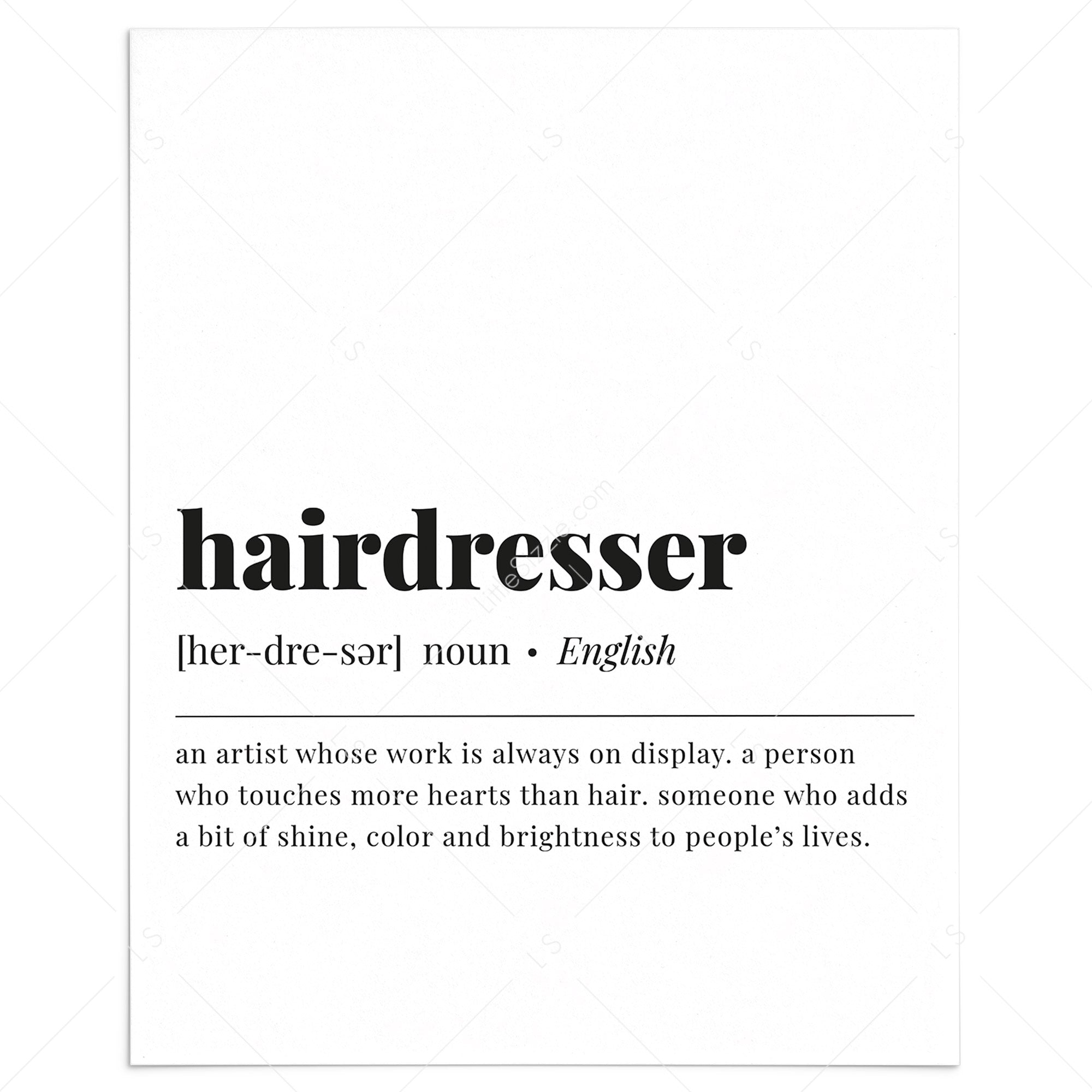 Hairdresser Definition Print Instant Download by LittleSizzle