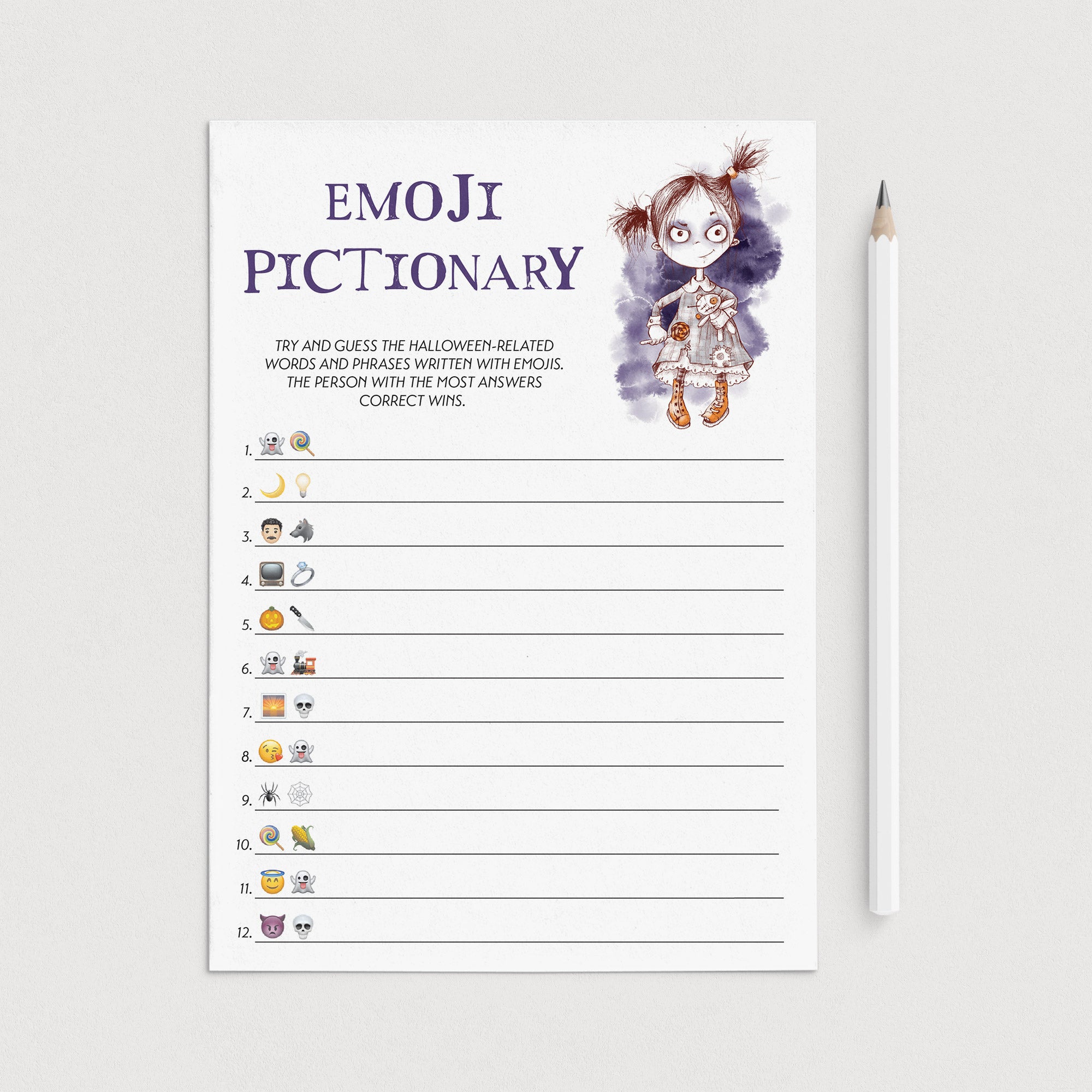 Halloween Emojis Game with Answers Printable by LittleSizzle