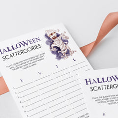 Mummy Halloween Party Game Scattergories Printable