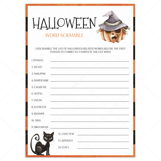 Halloween Family Game Word Scramble Printable by LittleSizzle