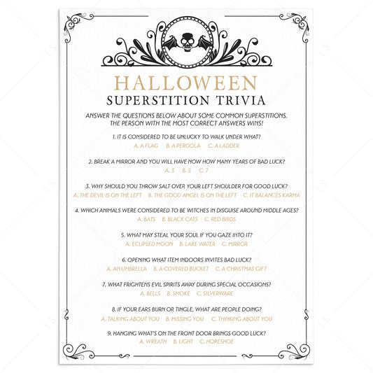 Black Skull Halloween Superstitions Quiz with Answers by LittleSizzle