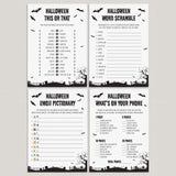 Adult Halloween Party Games Pack Black & White Instant Download by LittleSizzle