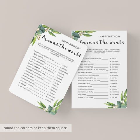 Botanical Birthday Party Game For Adults Printable | Around The World ...