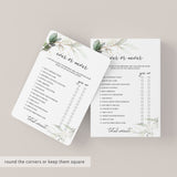 Adult Ever or Never Birthday Game Printable Greenery Gold