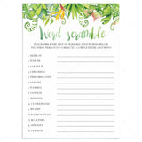 Tropical flora baby shower game Word Scramble by LittleSizzle