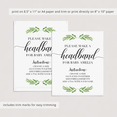 Girl baby shower activity printable instructions for headband station by LittleSizzle