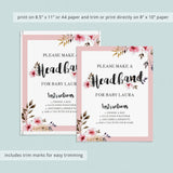 Headband Station Sign Floral Baby Shower Printable