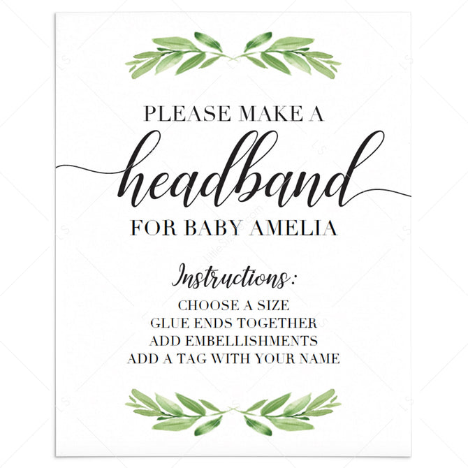 Printable baby shower Headband Station Signs | Instant download ...