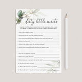 Hen Party Game Dirty Little Secrets Printable by LittleSizzle