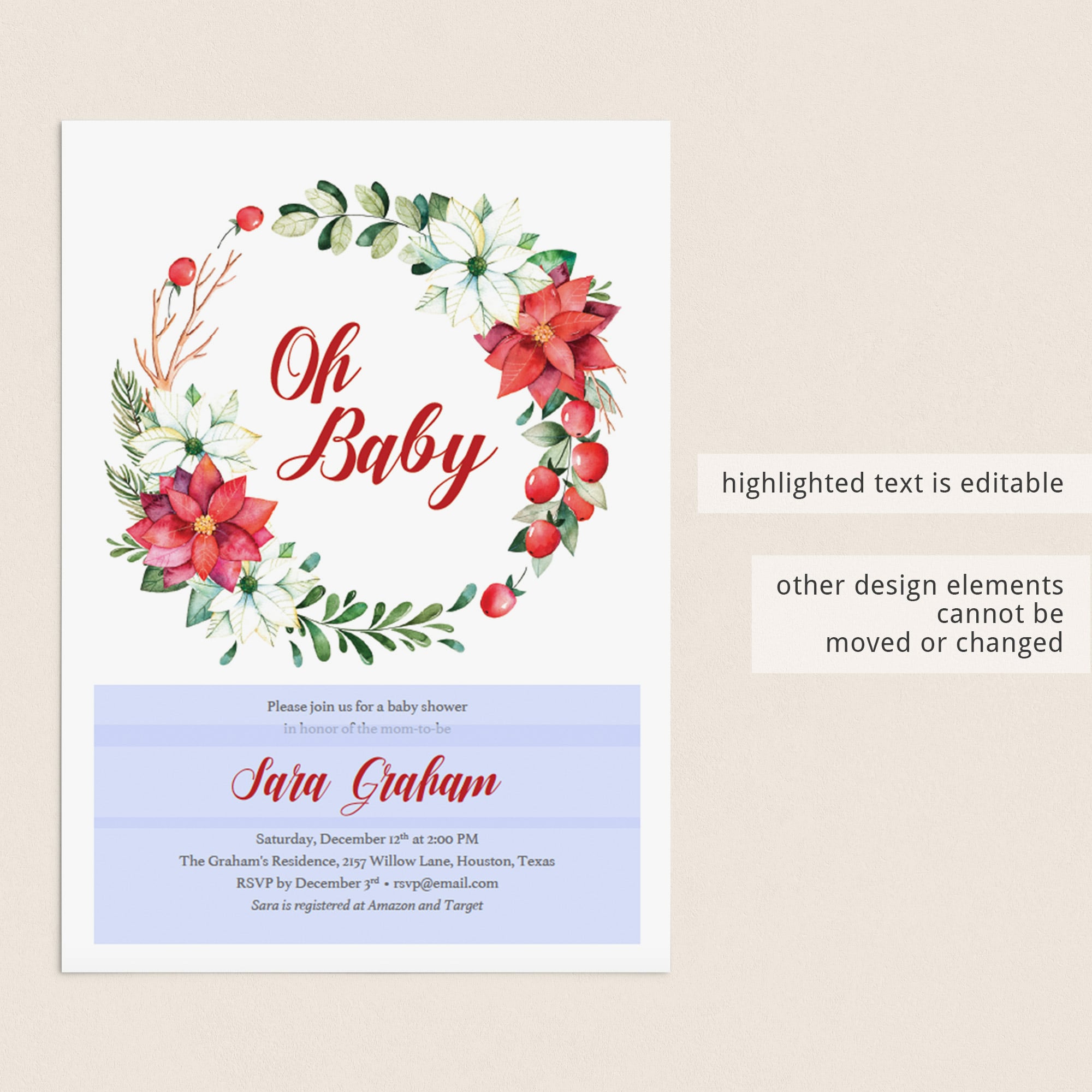 DIY christmas baby shower invites by LittleSizzle