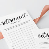 Minimal Calligraphy Retirement Party Game Hobby Race Printable