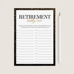 Retirement Party Game Hobby A-Z Printable by LittleSizzle