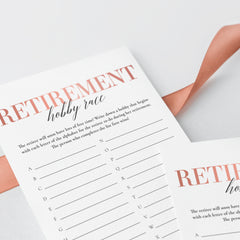 Retirement Hobby Race Game for Her Printable