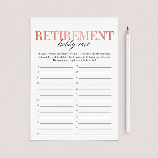 Retirement Hobby Race Game for Her Printable by LittleSizzle