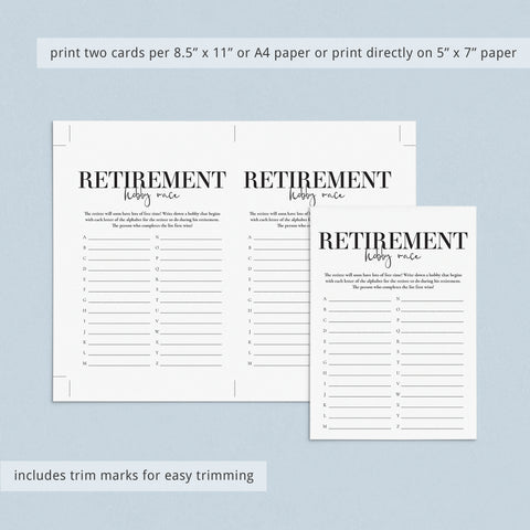 Retirement Party Game Hobby Race Printable | Dad Retirement Games ...