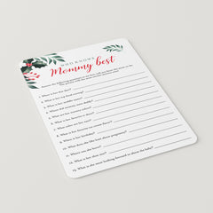 Christmas Baby Shower Game Who Knows Mommy Best Printable