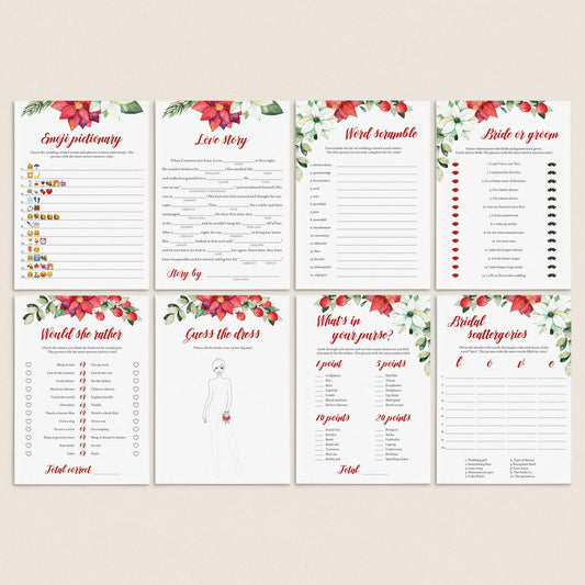 8 Holiday Bridal Shower Games Bundle Printable by LittleSizzle