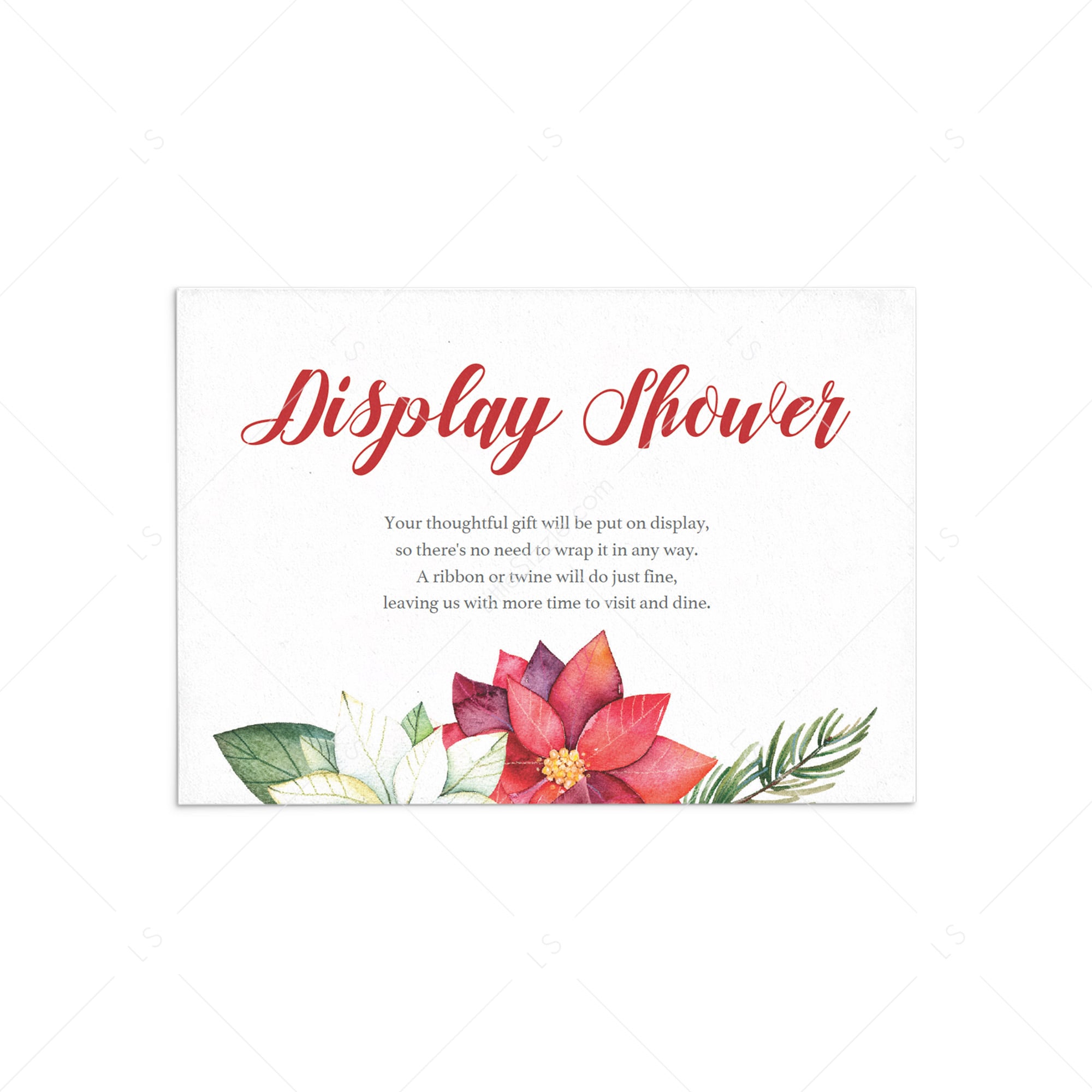 Display Shower Insert Card with Red and White Flowers by LittleSizzle