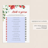 Guess Who Bride or Groom Quiz Template With Poinsettia Flowers