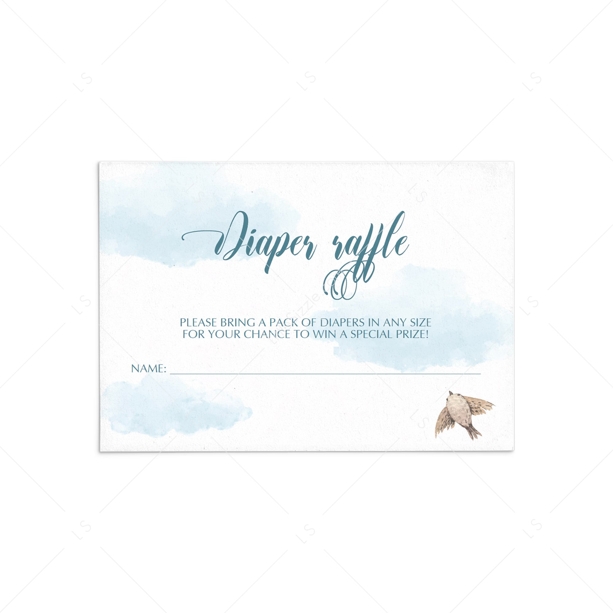 Cloud baby shower printable diaper raffle card by LittleSizzle