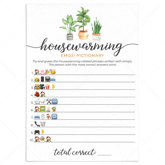 Housewarming Emoji Pictionary with Answers Printable by LittleSizzle
