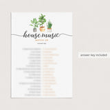 Housewarming Music Match Up Game with Answer Key Printable