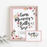 Watercolor script baby shower guess how big is mommys belly sign by LittleSizzle